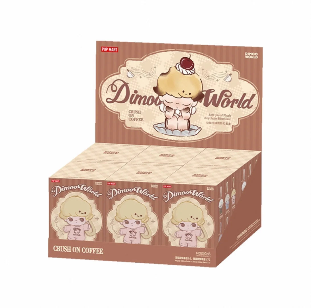 Dimoo World Crush on Coffee Soft-faced Plush Keychain Bind Box