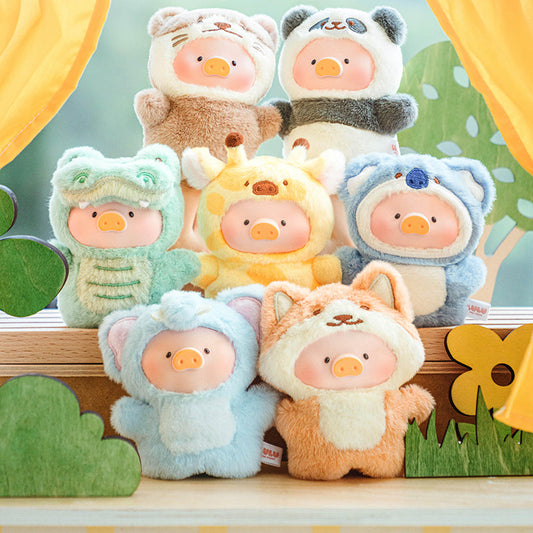 LULU the piggy animal party puppet show Pvc face plush keychain