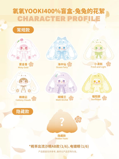 New Yooki 400% V4 Bunny Florall Fragments Series Plush （Various styles of eyes)