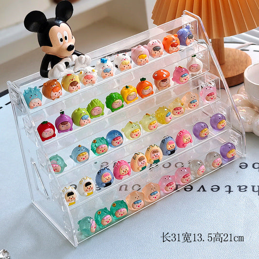 Cute Bean Display Box Small Ornaments Storage Rack Multi-layer Shelf